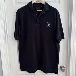 Cutting Green Old Course St. Andrews Navy Short Sleeve Golf Polo Shirt Men XL